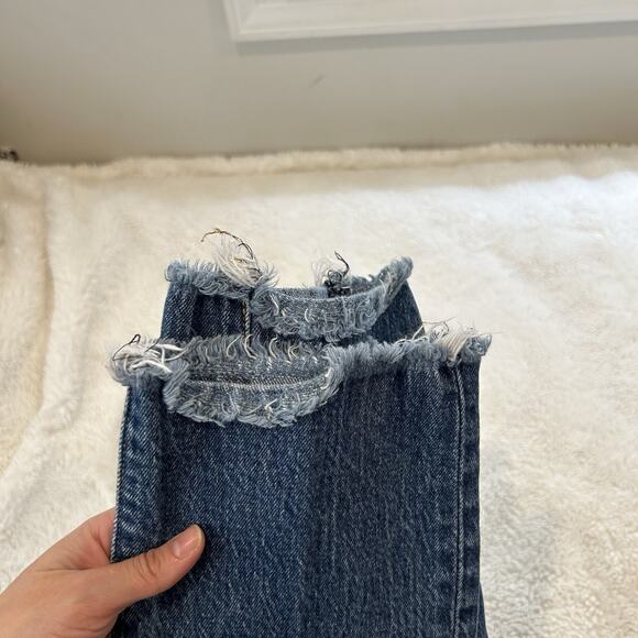 Levis Jeans Womens 24 Blue Wedgie Straight Raw Hem Mid Rise Denim Stretch Frayed - Picture 4 of 8